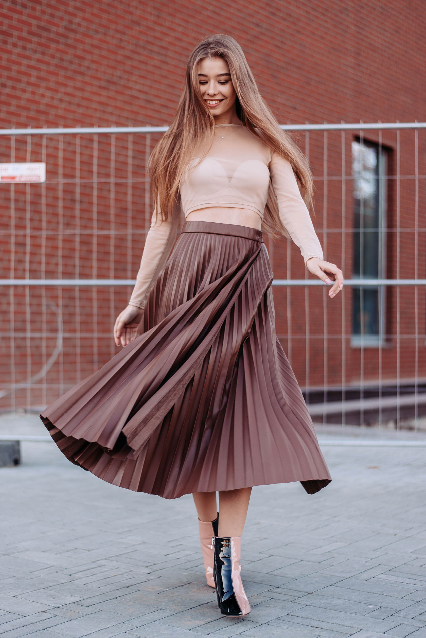  Eco-leather brown skirt photo 6