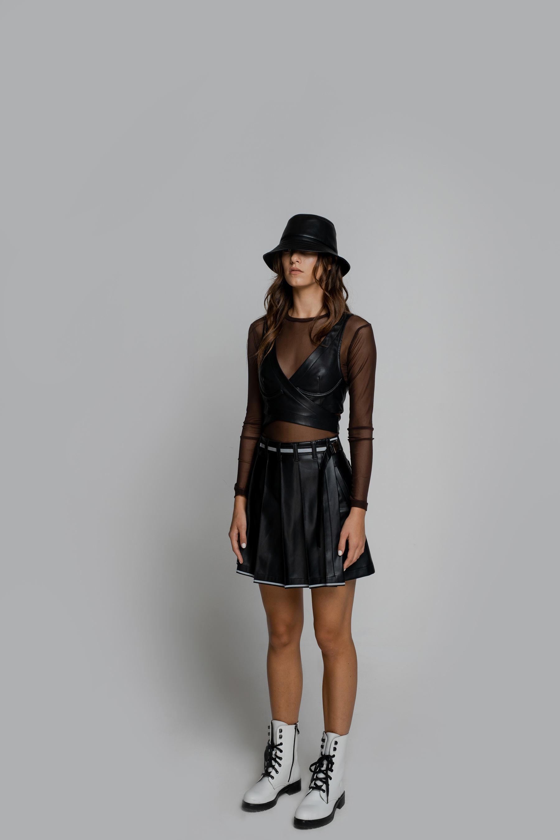Wisteria ecoleather top in black photo 5