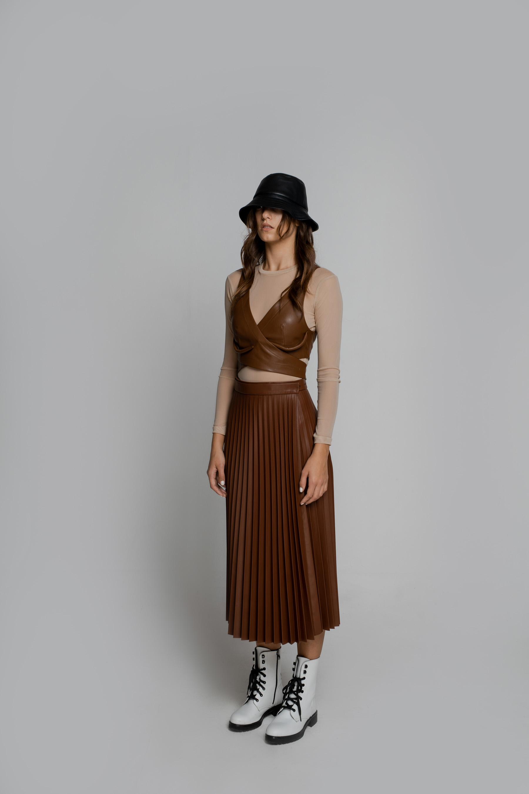 Wisteria ecoleather top in brown photo 5