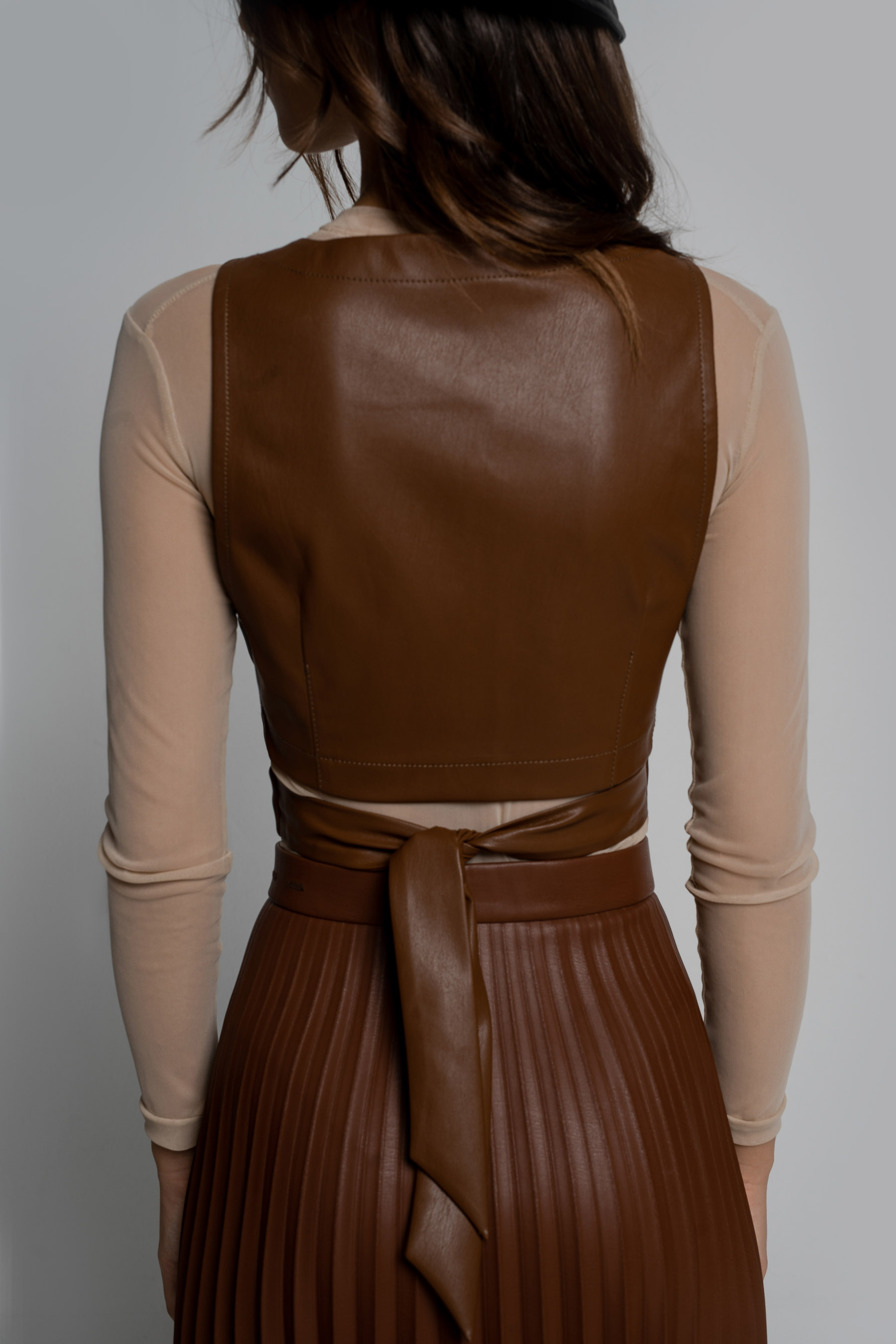 Wisteria ecoleather top in brown photo 3
