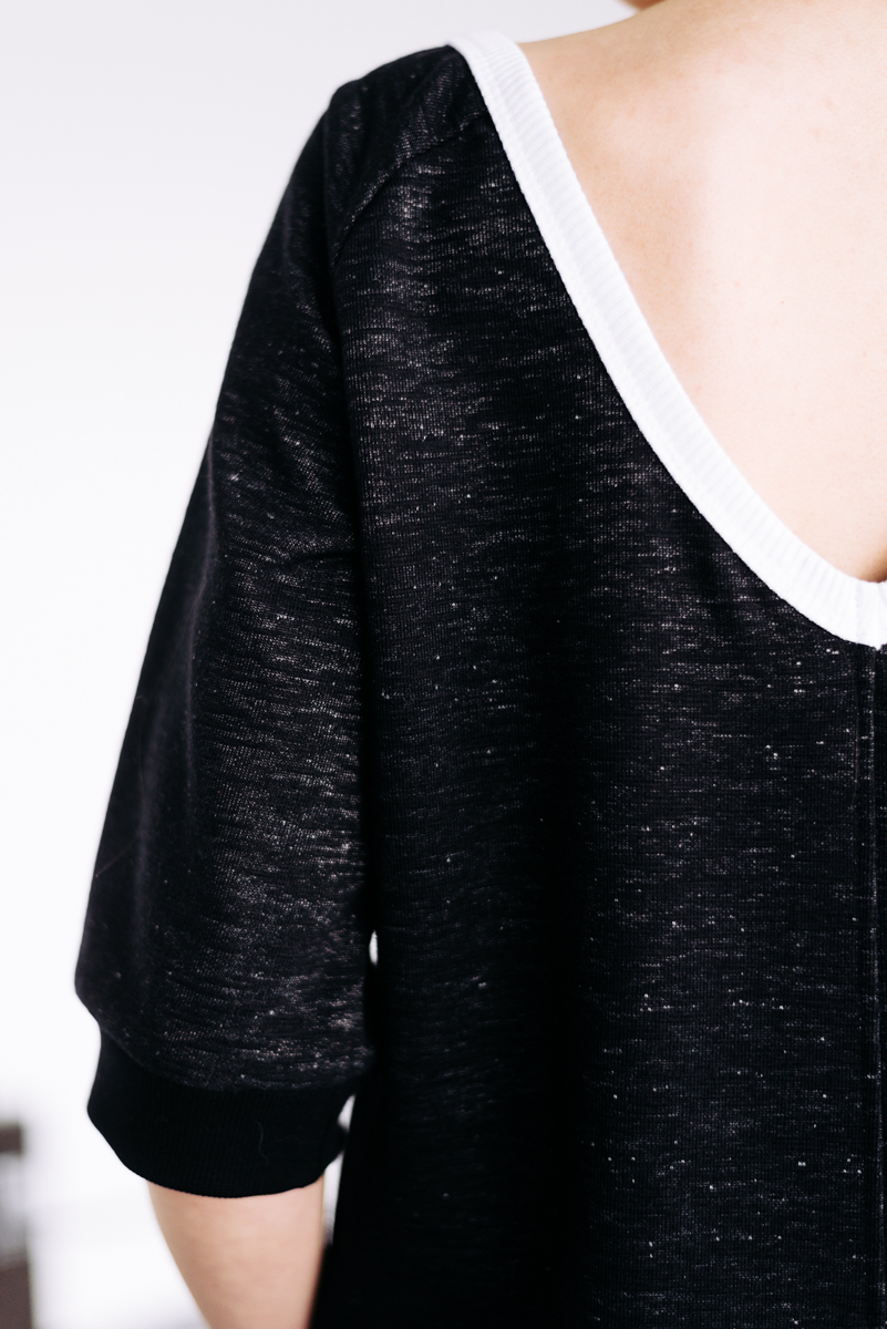 Black long sleeve loose letters print jumpsuit photo 4