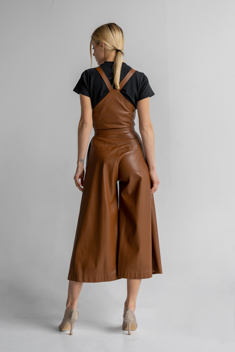 Jumpsuit eco-leather brown photo 3