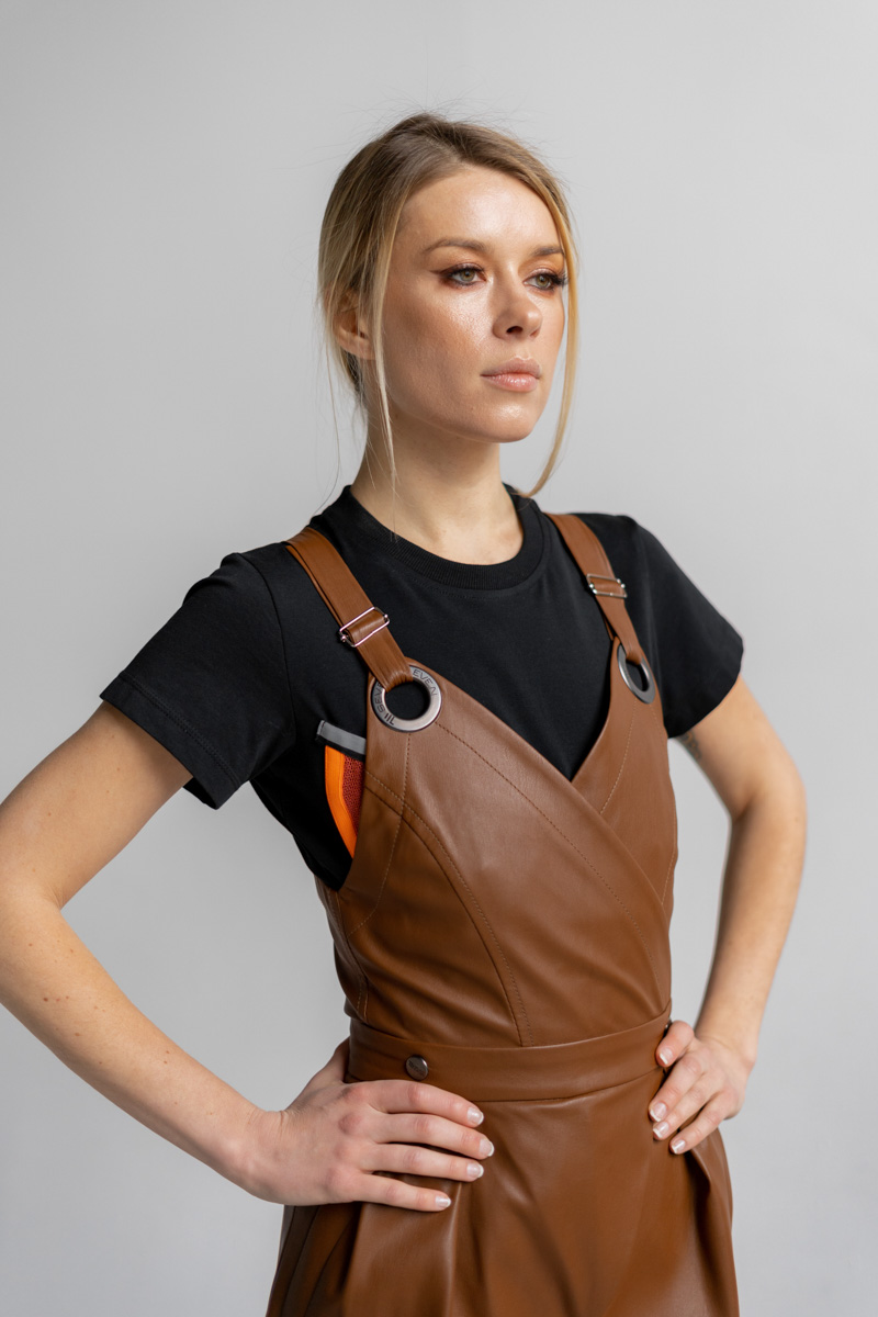 Jumpsuit eco-leather brown photo 2
