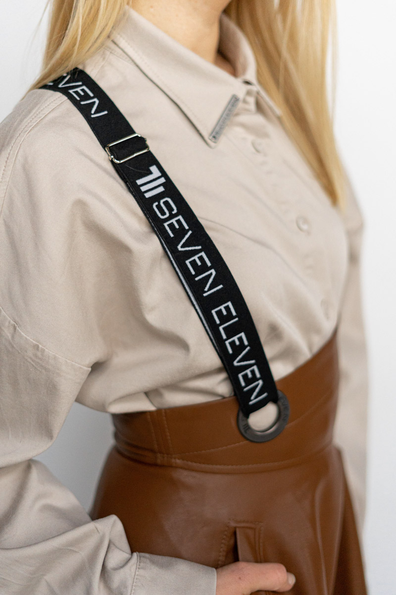 Eco leather suspender midi skirt photo 4