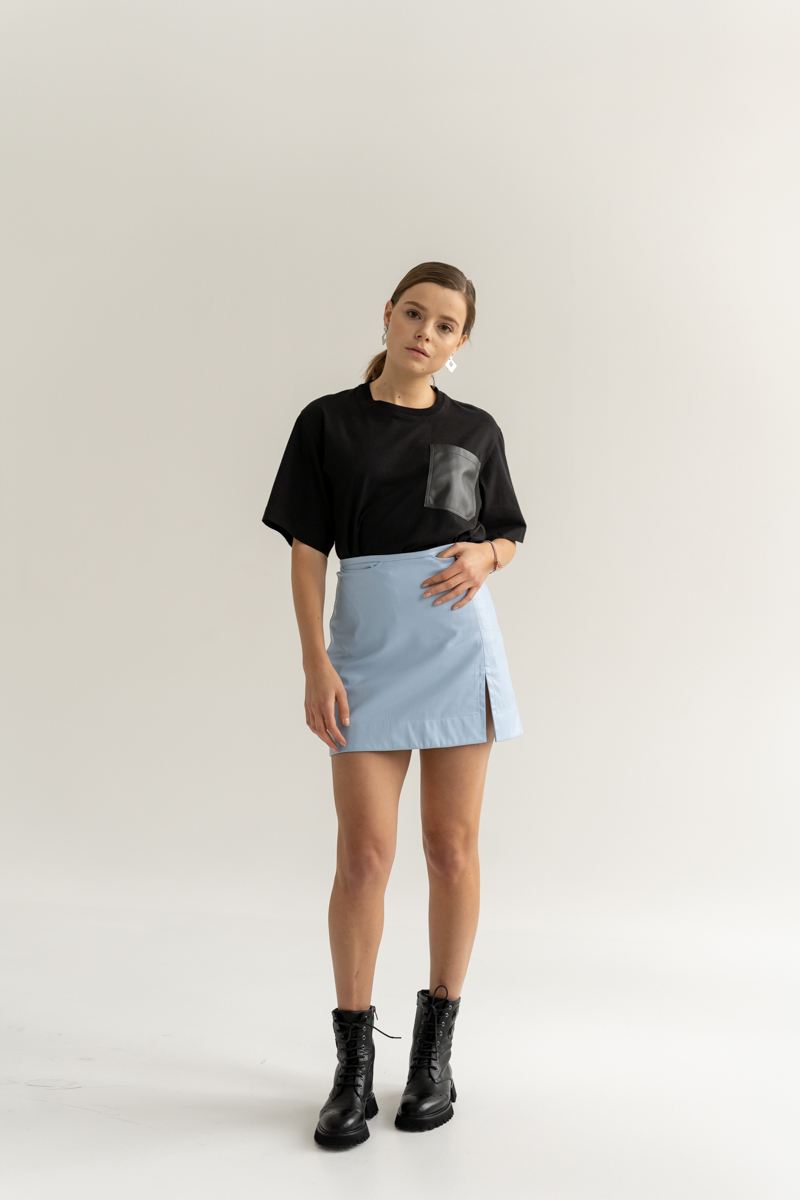 A-silhouette mini skirt blue photo 1