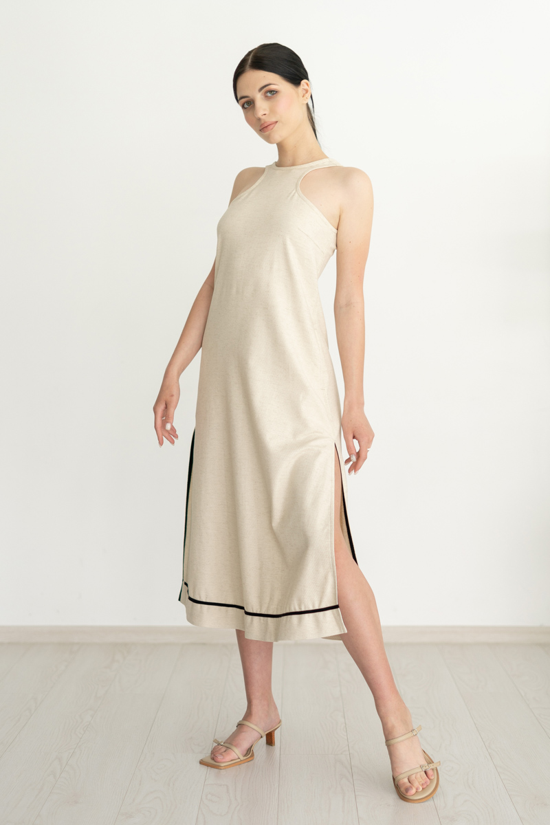 Nacked back dress from linen photo 5