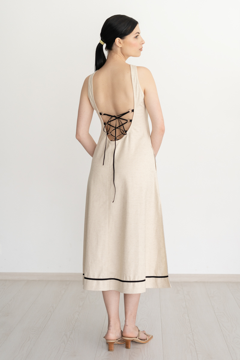 Nacked back dress from linen photo 1